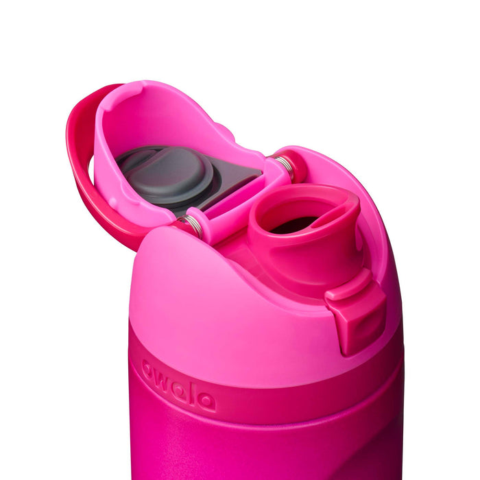 Owala FreeSip® 24oz Stainless Steel Water Bottle in Hot Pink shown on a white background.