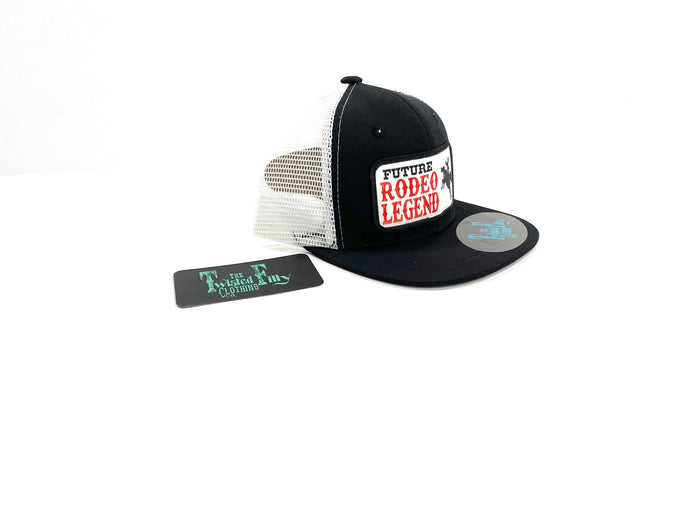 Future Rodeo Legend Bronc Rider - Youth Trucker Hat - Black/White