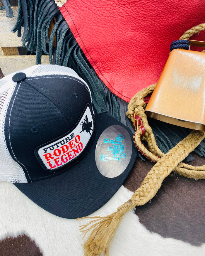 Future Rodeo Legend Bull Rider - Youth Trucker Hat - Blk/Wht
