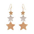 Gold and Silver Star Drop Earrings