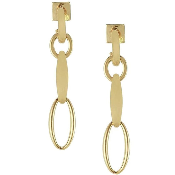 Goldtone Linear Hoop Post Earrings by Vince Camuto feature square stud tops, connected oval rings, elongated bar links, and open oval hoops at the bottom—making these stylish earrings a perfect example of trendy accessories for any occasion.