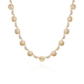 The Goldtone Pave Multi-Coin Statement Necklace by Vince Camuto showcases alternating round and oval links accented with small clear stones and finished with an adjustable chain, displayed on a white background.