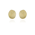 A pair of Vince Camuto Goldtone Texturized Pebble Coin Earrings with a subtle brushed finish, displayed on a white background.