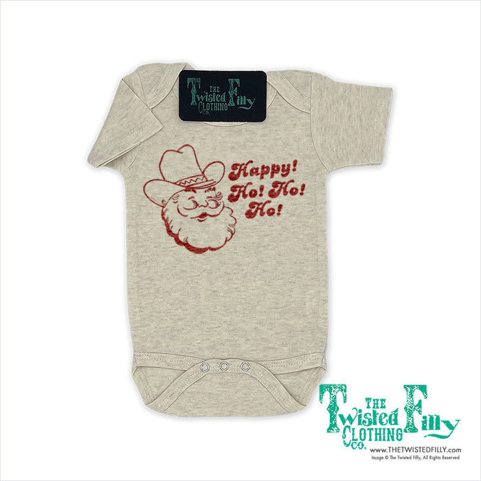 Happy Ho Ho Ho Christmas Cowboy Santa - Infant One Piece - Asst. Colors