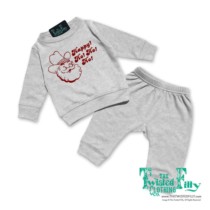 Happy Ho Ho Ho Christmas Cowboy Santa - Infant Two Piece Outfit - Asst. Colors