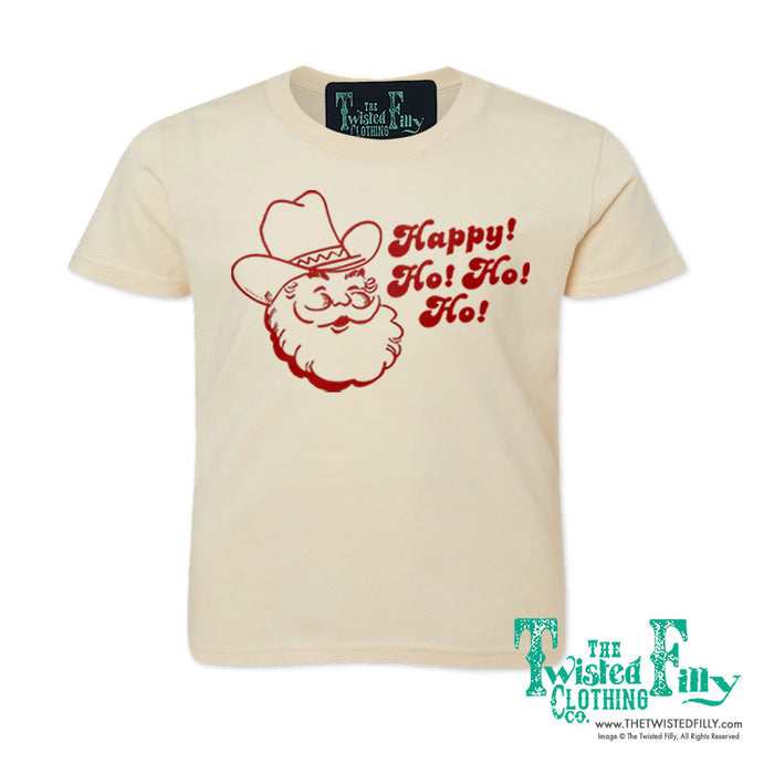 Happy Ho Ho Ho Christmas Cowboy Santa - S/S Youth Tee - Assorted Colors