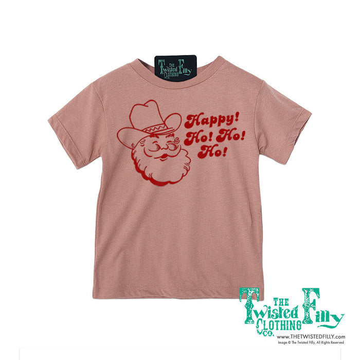 Happy Ho Ho Ho Christmas Cowboy Santa - S/S Youth Tee - Assorted Colors