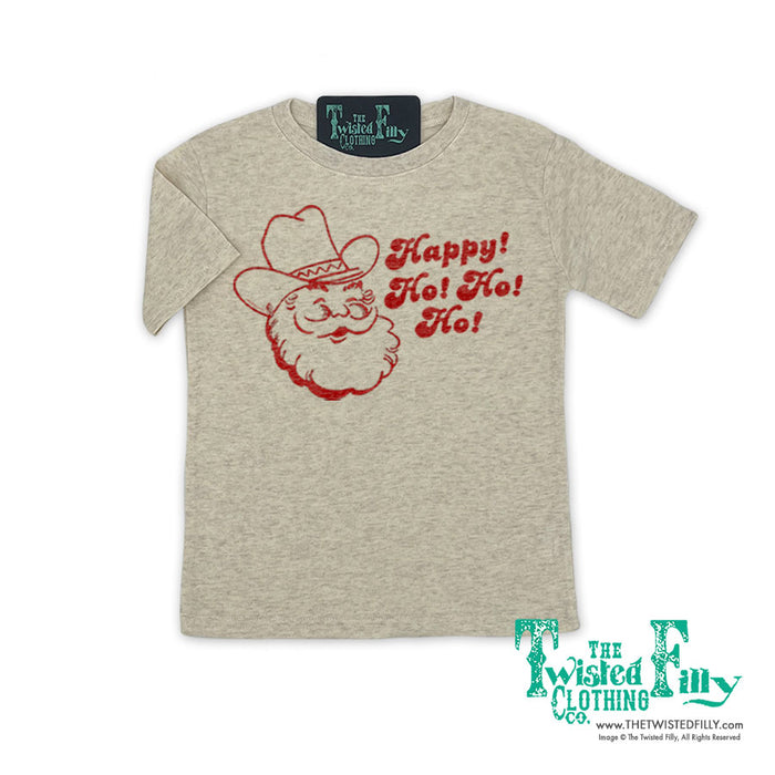 Happy Ho Ho Ho Christmas Cowboy Santa - S/S Youth Tee - Assorted Colors