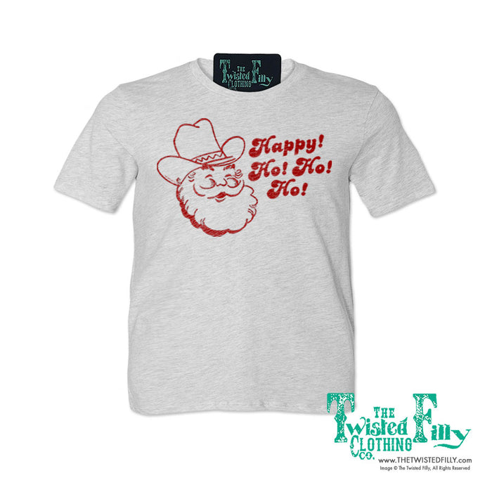 Happy Ho Ho Ho Christmas Cowboy Santa - S/S Youth Tee - Assorted Colors