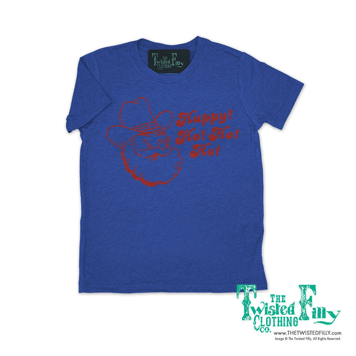 Happy Ho Ho Ho Christmas Cowboy Santa - S/S Youth Tee - Assorted Colors
