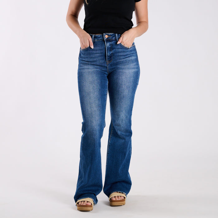 High Rise Stretch Flare Dark Wash Jeans