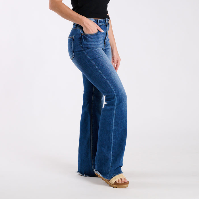 High Rise Stretch Flare Dark Wash Jeans
