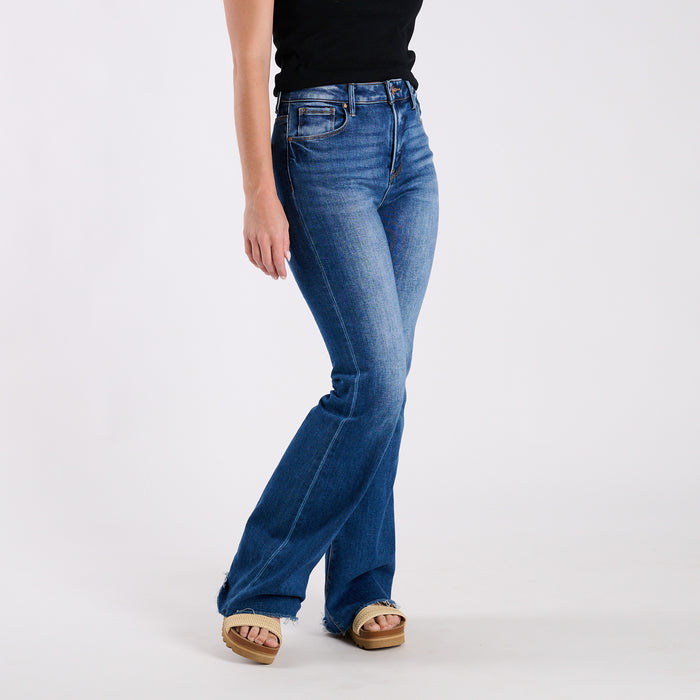 High Rise Stretch Flare Dark Wash Jeans
