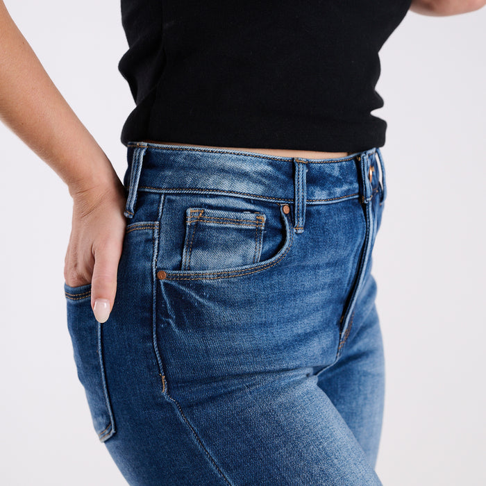 High Rise Stretch Flare Dark Wash Jeans