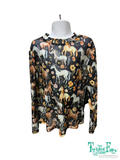 Horse Floral - Toddler LS Mesh Top