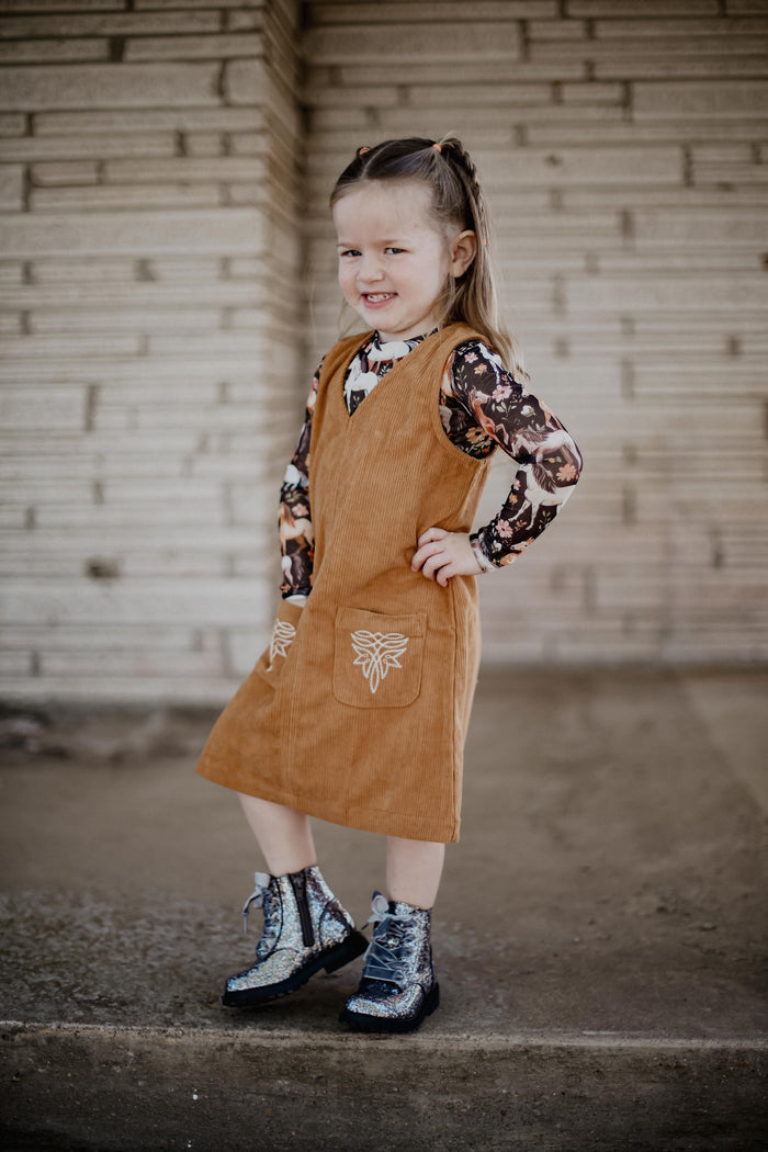 Horse Floral - Toddler LS Mesh Top