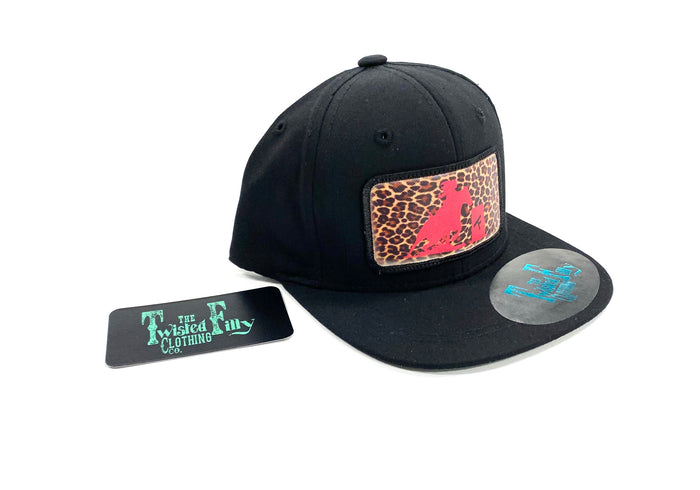 Hot Pink Cheetah Barrel Racer - Youth/Adult Snapback Hat - Black