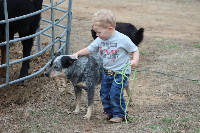 I'd Rather Be Ranchin' With Daddy - S/S Youth Tee - Gray