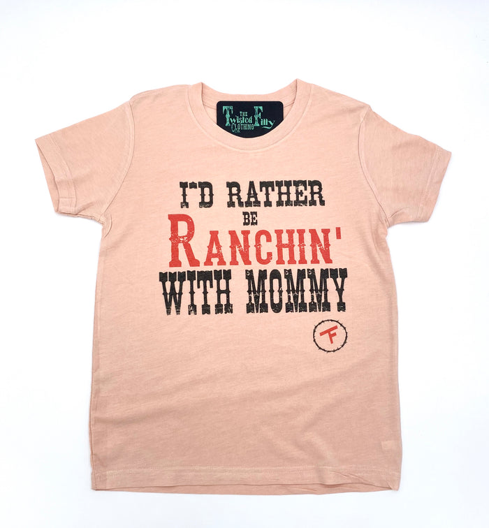 I'd Rather Be Ranchin' with Mommy - S/S Youth Tee - Dusty Rose