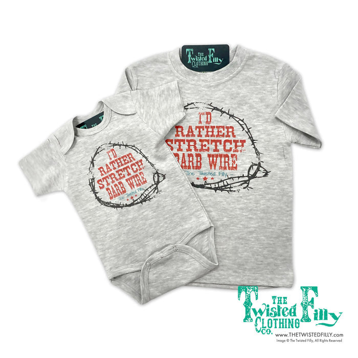 I'd Rather Stretch Barb Wire - S/S Infant One Piece  - Gray