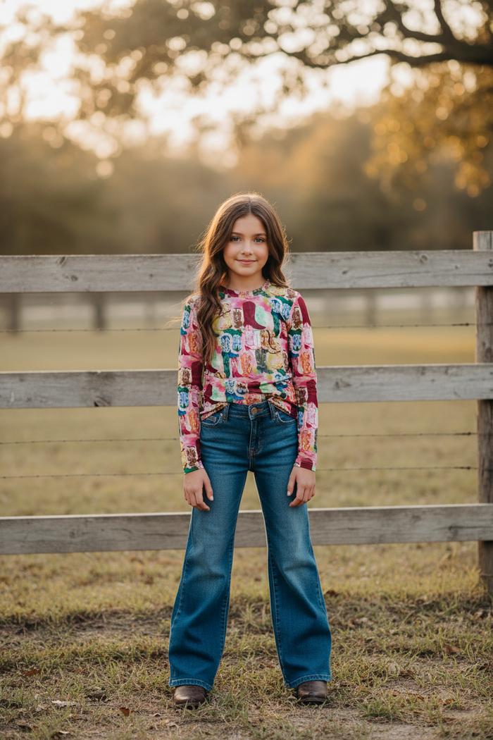 Kicking Boots -Youth Mesh LS Top