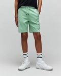 Kids Barry Modal Short, a mint green relaxed fit short with a drawstring waist and an embroidered tone-on-tone Psycho Bunny skull logo on the left leg.