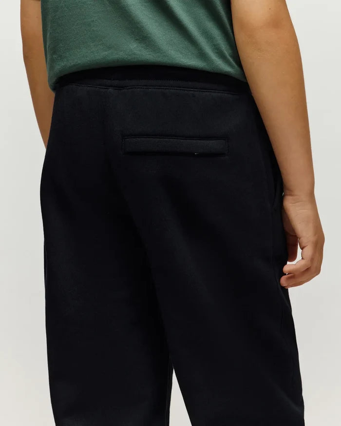 Black Kids Tate Chenille Sweatpant with a relaxed fit, featuring a soft chenille texture, a back welt pocket, and convenient side pockets.