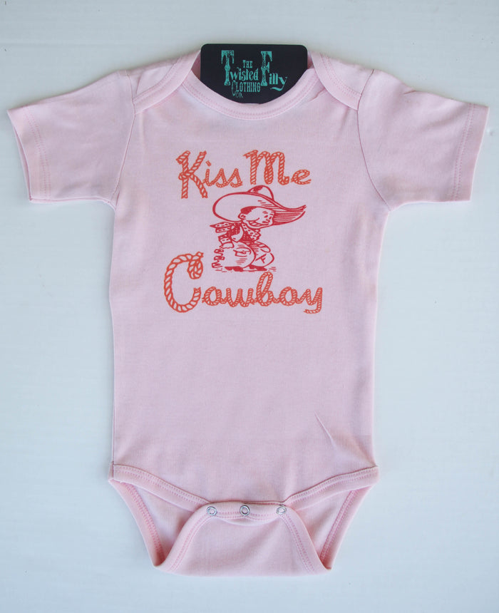 Kiss Me Cowboy - S/S Infant One Piece - Pink