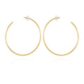Large Open Hoop Earrings by Vince Camuto feature thin gold hoops with straight posts and clear, round backs, shown on a white background.