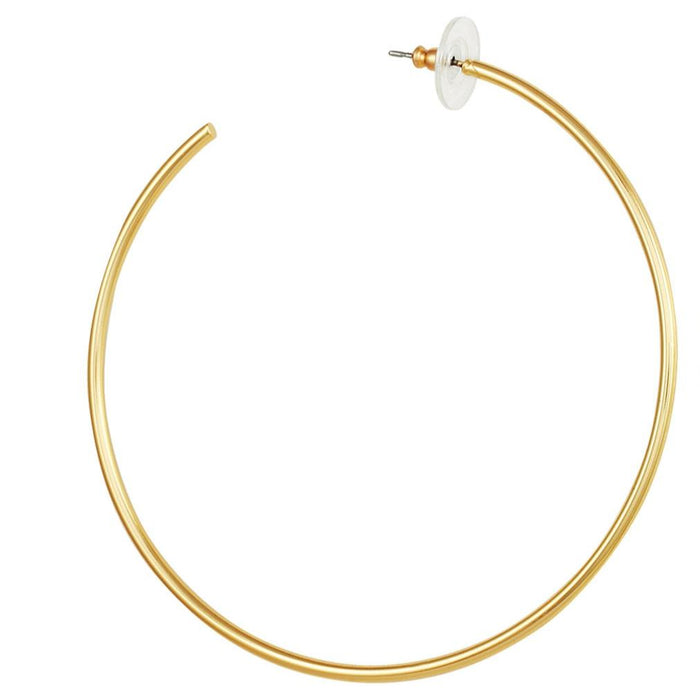 The Vince Camuto Large Open Hoop Earrings feature a single smooth, thin band with a clear plastic back, shown against a white background.