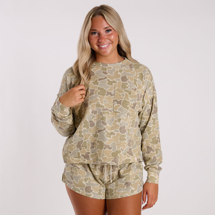 Local Girl Revive Lounge Top in Desert Forest Camo
