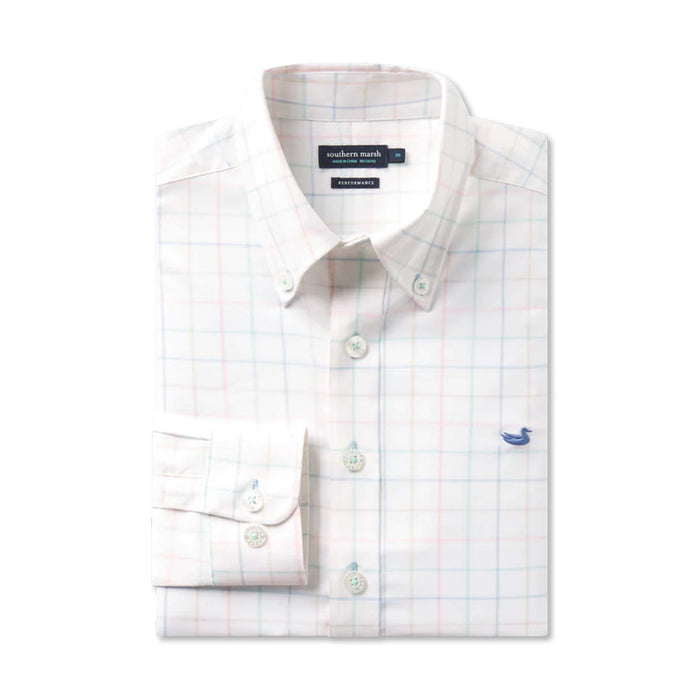 Lockhart Windowpane Performance Dress Shirt in Light Blue and Mint