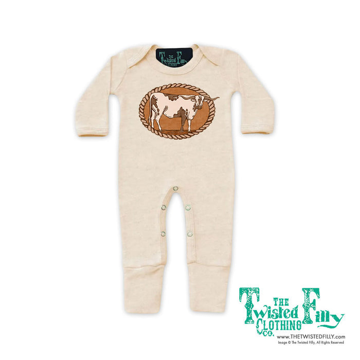 Longhorn Rope - Infant Jumpsuit w/ Mittens - Oatmeal