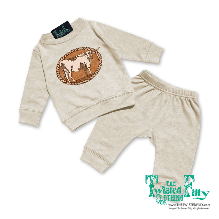 Longhorn Rope - Infant Two Piece Outfit  - Oatmeal