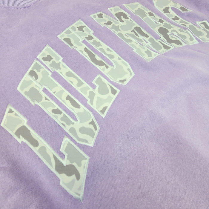 Lulu Mac Camo Embroidered Crew in Lavender