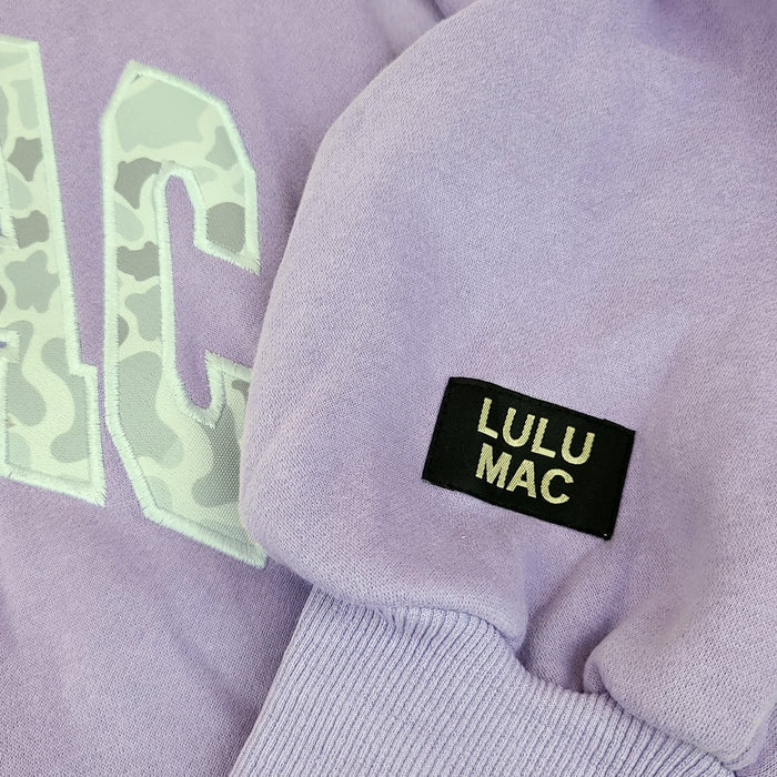 Lulu Mac Camo Embroidered Crew in Lavender
