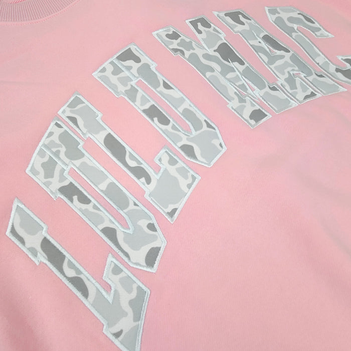 Lulu Mac Camo Embroidered Crew in Light Pink