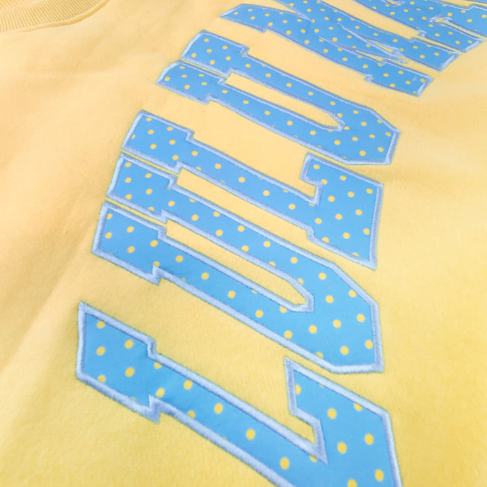 Lulu Mac Dot Applique Crewneck Sweatshirt in Butter and Blue