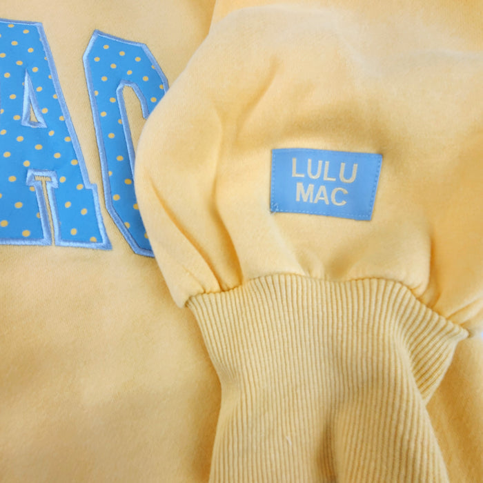 Lulu Mac Dot Applique Crewneck Sweatshirt in Butter and Blue