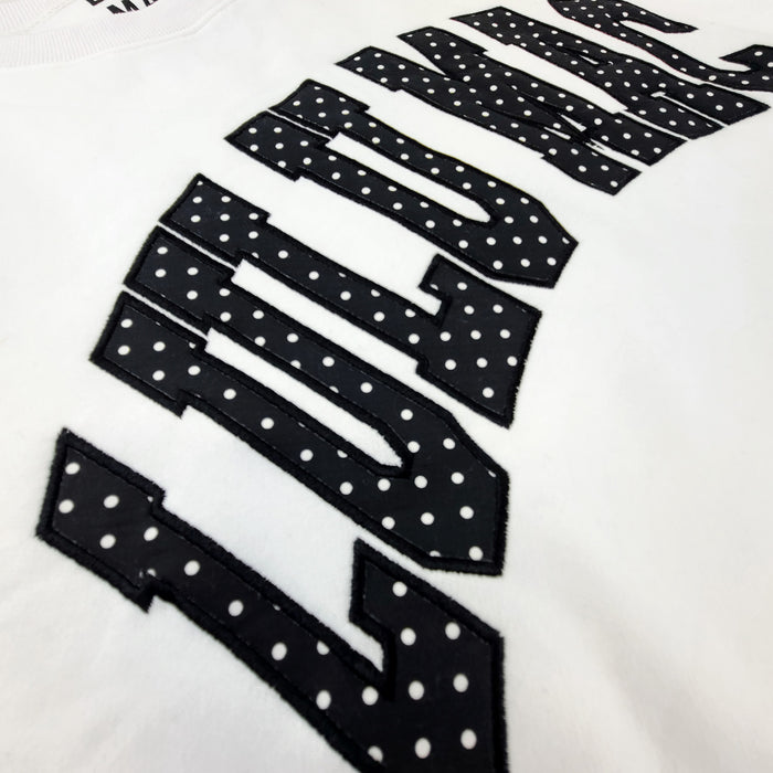 Lulu Mac Dot Applique Crewneck Sweatshirt in White and Black