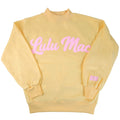 Lulu Mac Script Mockneck Sweatshirt in Butter Yellow and Pink