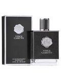 A bottle and box of Vince Camuto Men's 3.4 oz Eau de Toilette Spray are shown, featuring sleek black packaging with silver accents and the Vince Camuto logo, offering a bold, masculine scent in a luxury presentation.