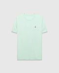 Mens Classic Crew Neck Tee in mint green, featuring a classic fit and soft jersey fabric. A small, embroidered pink and purple Psycho Bunny skull logo is on the left chest.