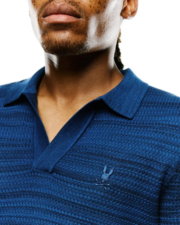 MENS DEVON BRAIDED STITCH KNIT POLO - MT0100401