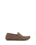 Men’s Eadric Casual Driving Shoe by Vince Camuto features brown suede with visible stitching, a rubber sole, and a low heel, showcased in a side profile view against a plain white background—combining timeless style with everyday comfort.