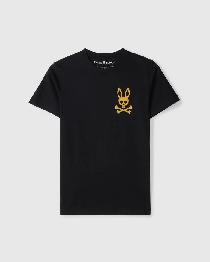 Flat front view of pima cotton las vegas city tee in black