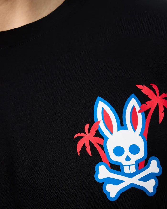 Close up of the pima cotton los angeles city tee in black