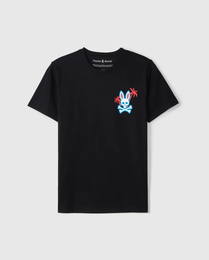 flat front view of pima cotton los angeles city tee in black