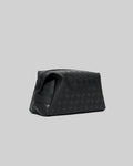 Mens All Over Bunny Toiletry Kit, a sleek black wash bag featuring an all-over tonal Psycho Bunny skull logo pattern and a secure zipper closure.