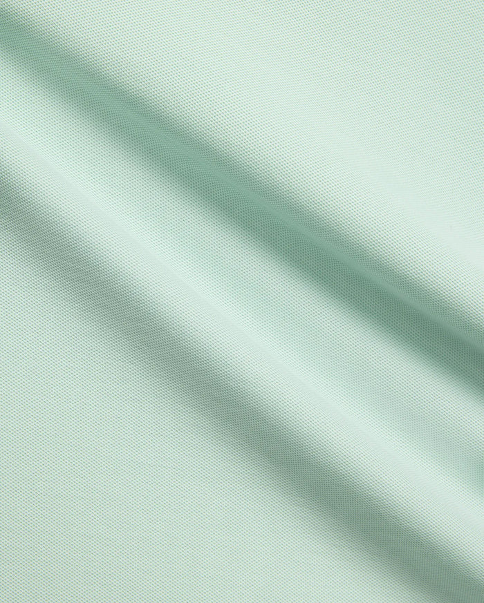 Psycho Bunny Mens Taylor Pique Tee in a refreshing mint green, showcasing the premium textured pique fabric with gentle drapes, perfect for refined streetwear.